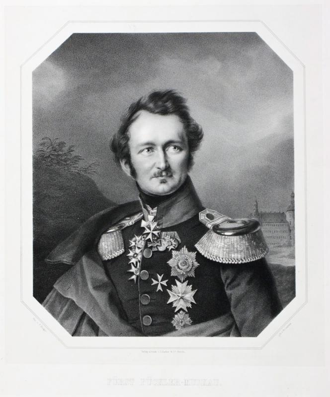Das Bild zeigt ein Portrait von Fürst Pückler-Muskau.