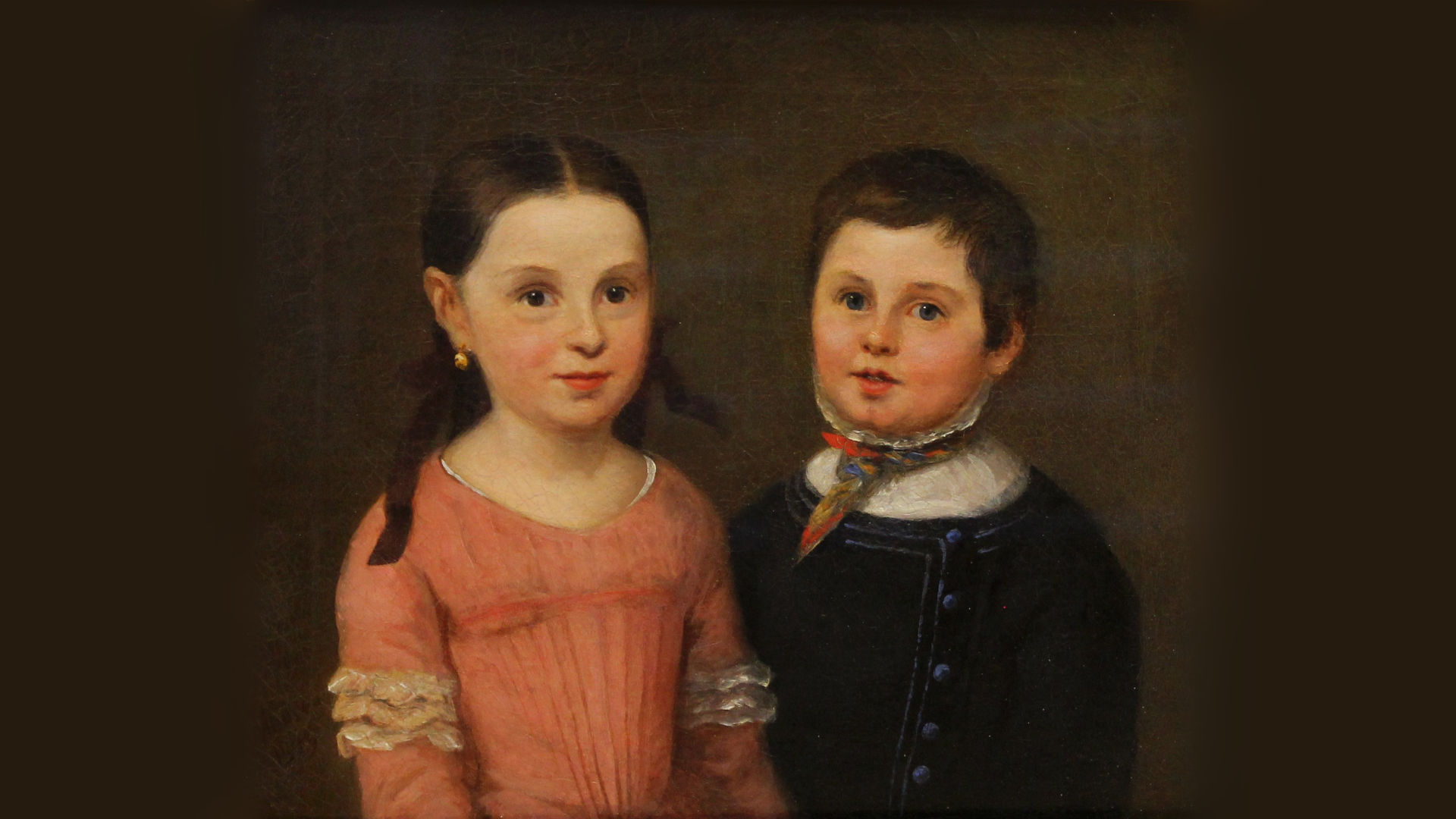 Auf diesem Doppelporträt sind die Kinder (Julius Kann und seine Schwester) des jüdischen Bankiers Wilhelm Kann zu sehen, der um 1840 von Eberswalde mit seiner Familie nach Potsdam zog.