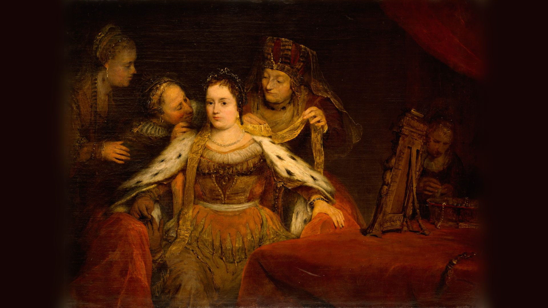 Das Bild zeigt Esther, die Gemahlin des Perserkönigs Ahasver, die eine der großen biblischen Frauenfiguren (Altes Testament, Buch Esther) ist. 